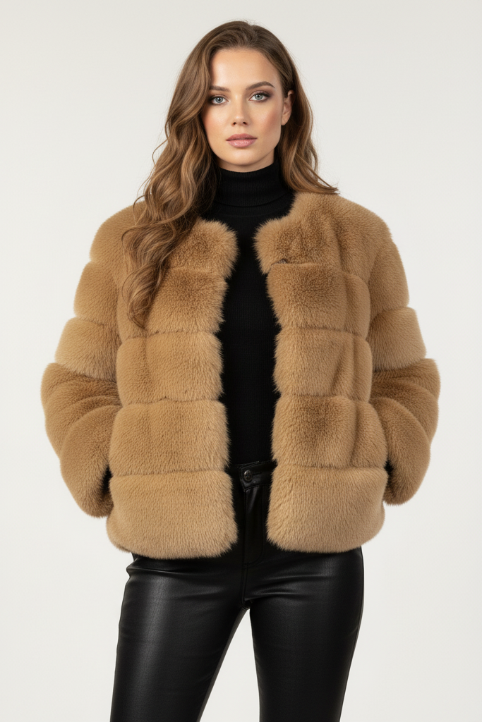 Abrigo Corto de Mujer de Pelo de Lujo - Estilo Chic