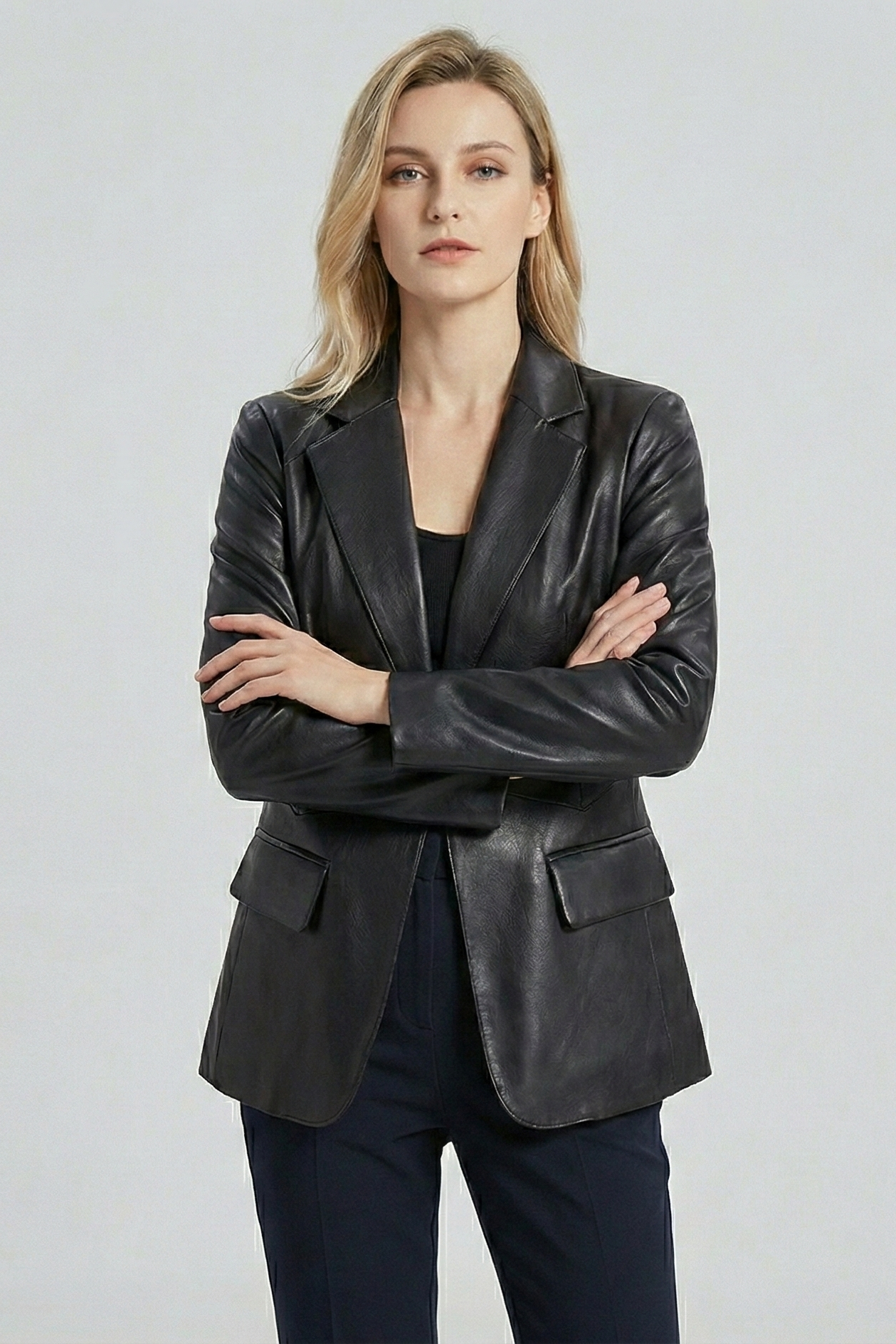 Blazer de Efecto Piel Slim Fit – Chaqueta Americana Elegante