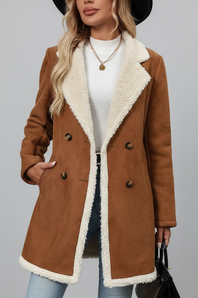 Abrigo Midi "Doble Faz" Efecto Ante con Interior de Borreguito