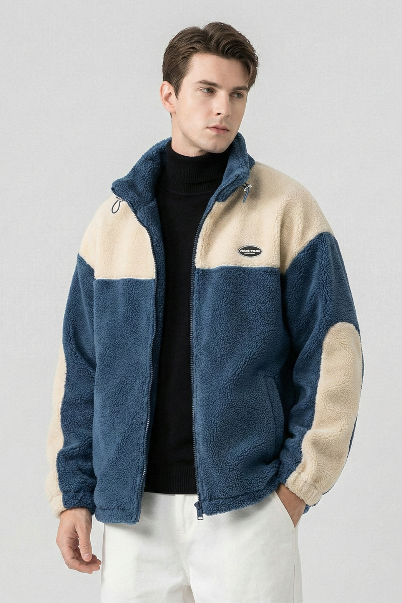 Sudadera de Forro Polar "Teddy" – Diseño Color Block con Cremallera