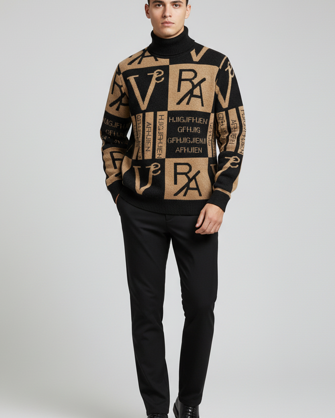 Jersey Cuello Alto Hombre Estampado Exclusivo