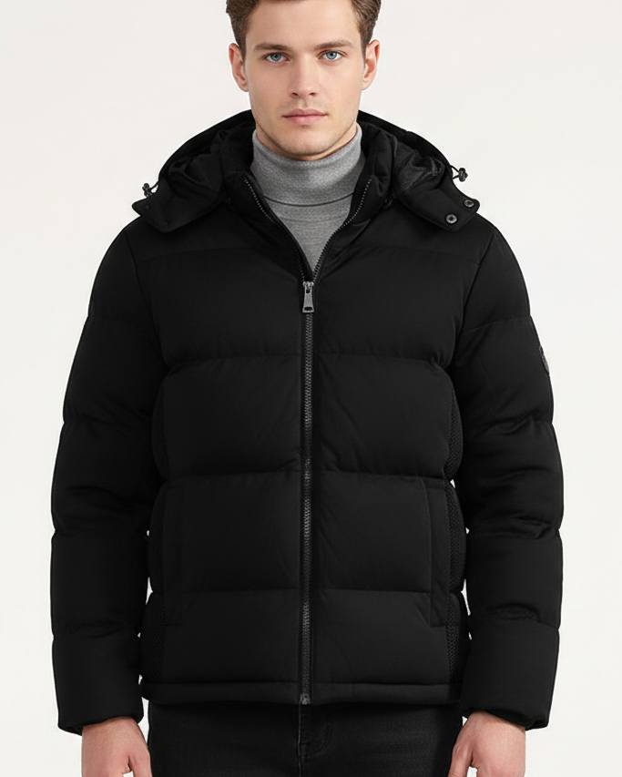 Essential Chaqueta Invierno Hombre | Plumífero Corto con Capucha Desmontable