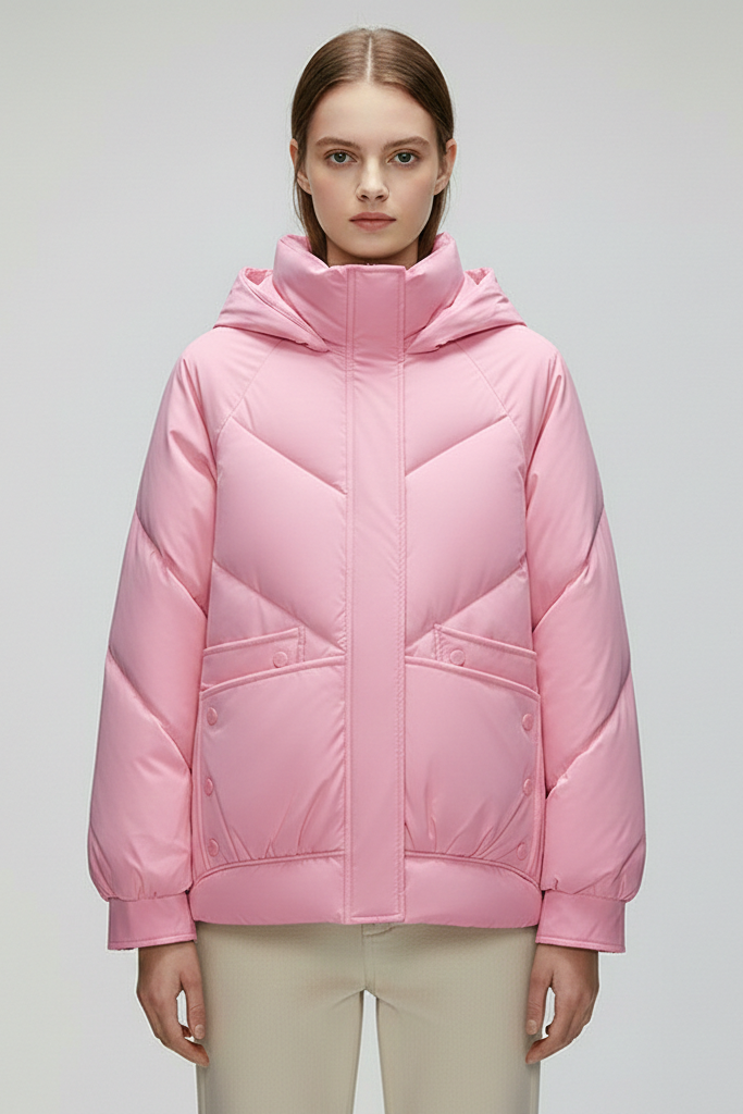 Chaqueta Puffer "Chevron" con Capucha – Abrigo Estilo "Bread" Acolchado