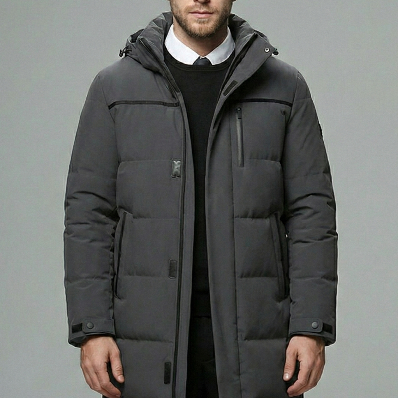 Plumífero de Hombre de Largo Medio – Abrigo de Invierno Grueso y Acolchado