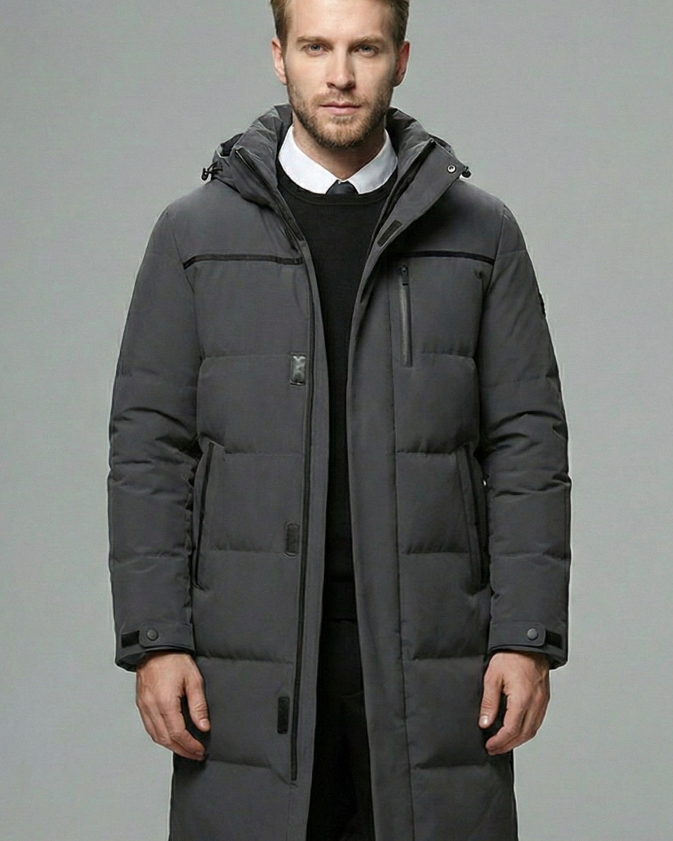 Plumífero de Hombre de Largo Medio – Abrigo de Invierno Grueso y Acolchado