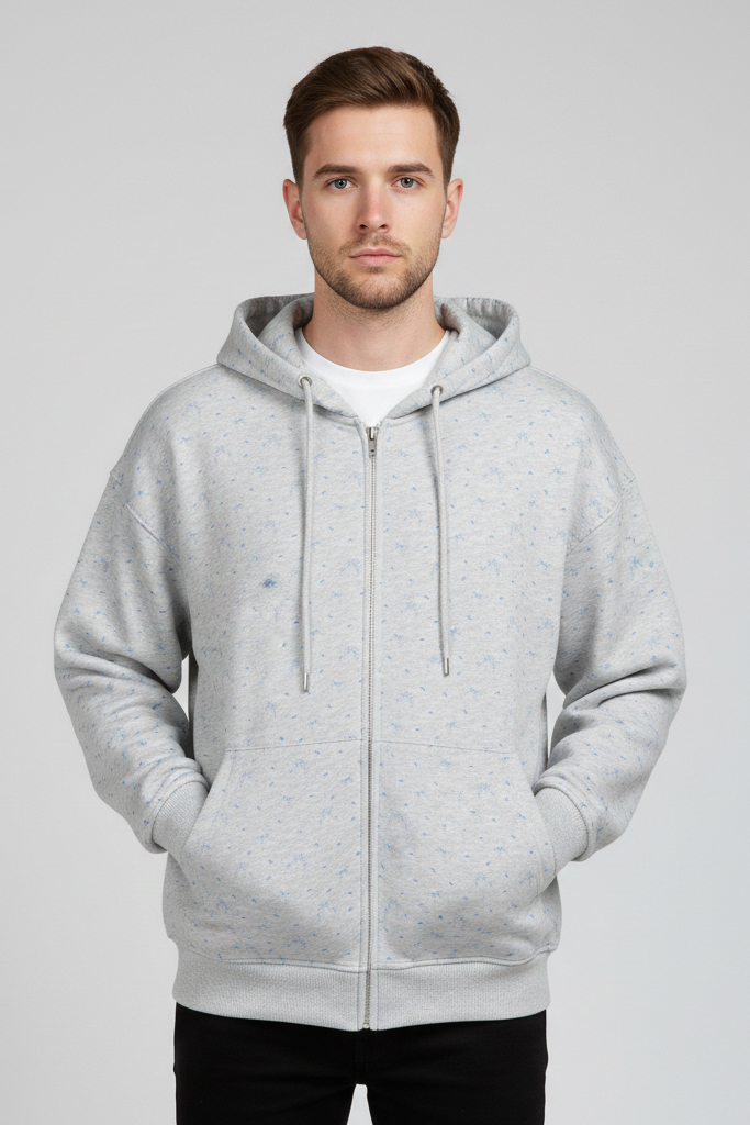 Sudadera con Cremallera y Estampado "Bowknot" – Hoodie Casual con Micro-Print