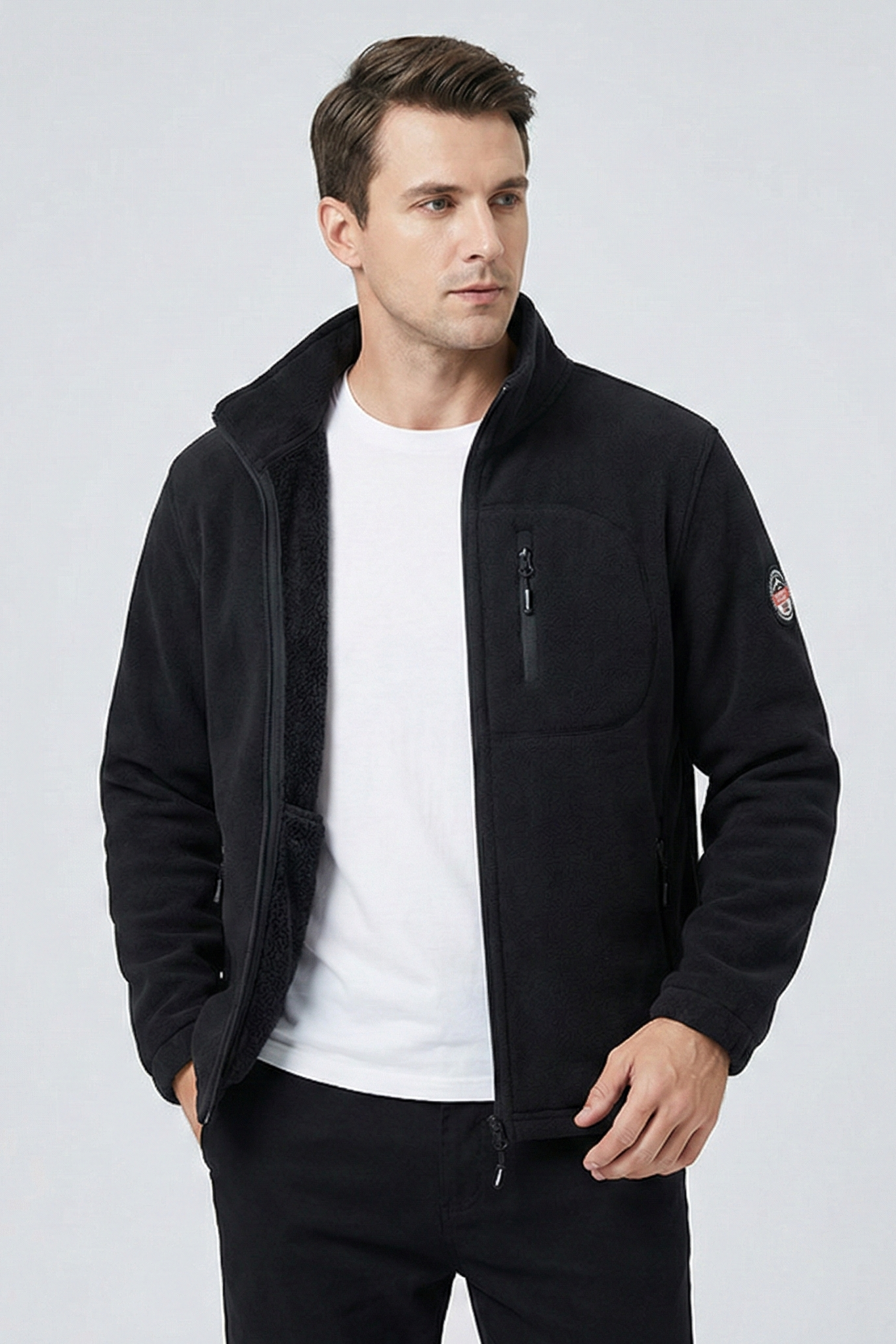 Chaqueta Polar con Interior de Borreguito – Abrigo Térmico Casual con Cremallera