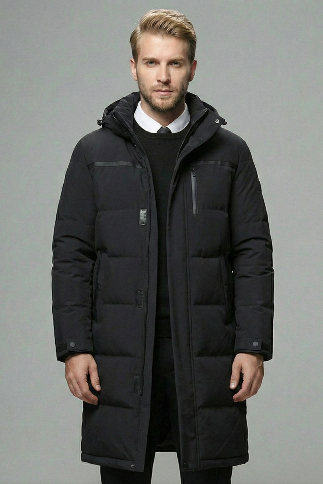 Plumífero de Hombre de Largo Medio – Abrigo de Invierno Grueso y Acolchado