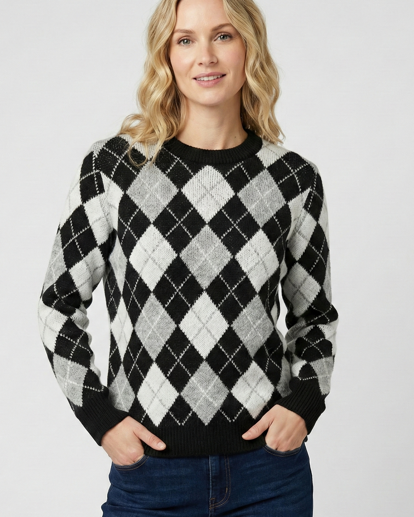 Jersey de Punto con Estampado de Rombos (Argyle) – Estilo Preppy Clásico