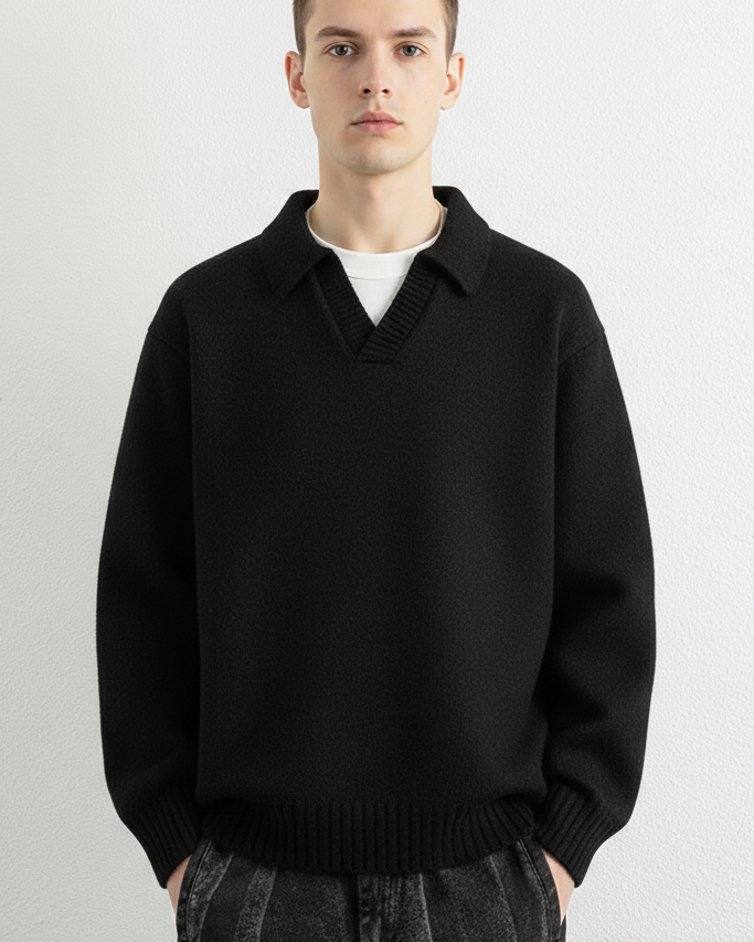 Jersey de Punto con Cuello Polo "Skipper" – Pullover Minimalista