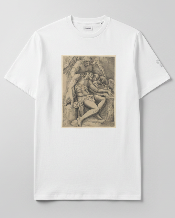 Camiseta de Algodón con Estampado Vintage – Estilo "Arte Clásico"