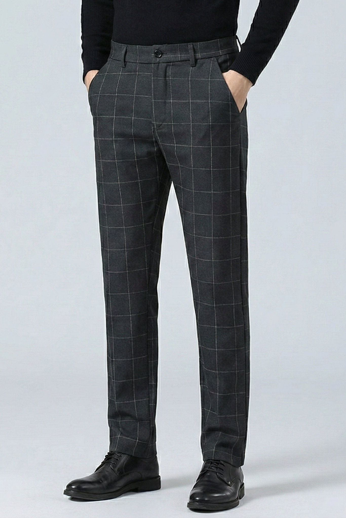 Pantalones de Vestir a Cuadros para Hombre – Pantalón Chino Elegante de Corte Moderno
