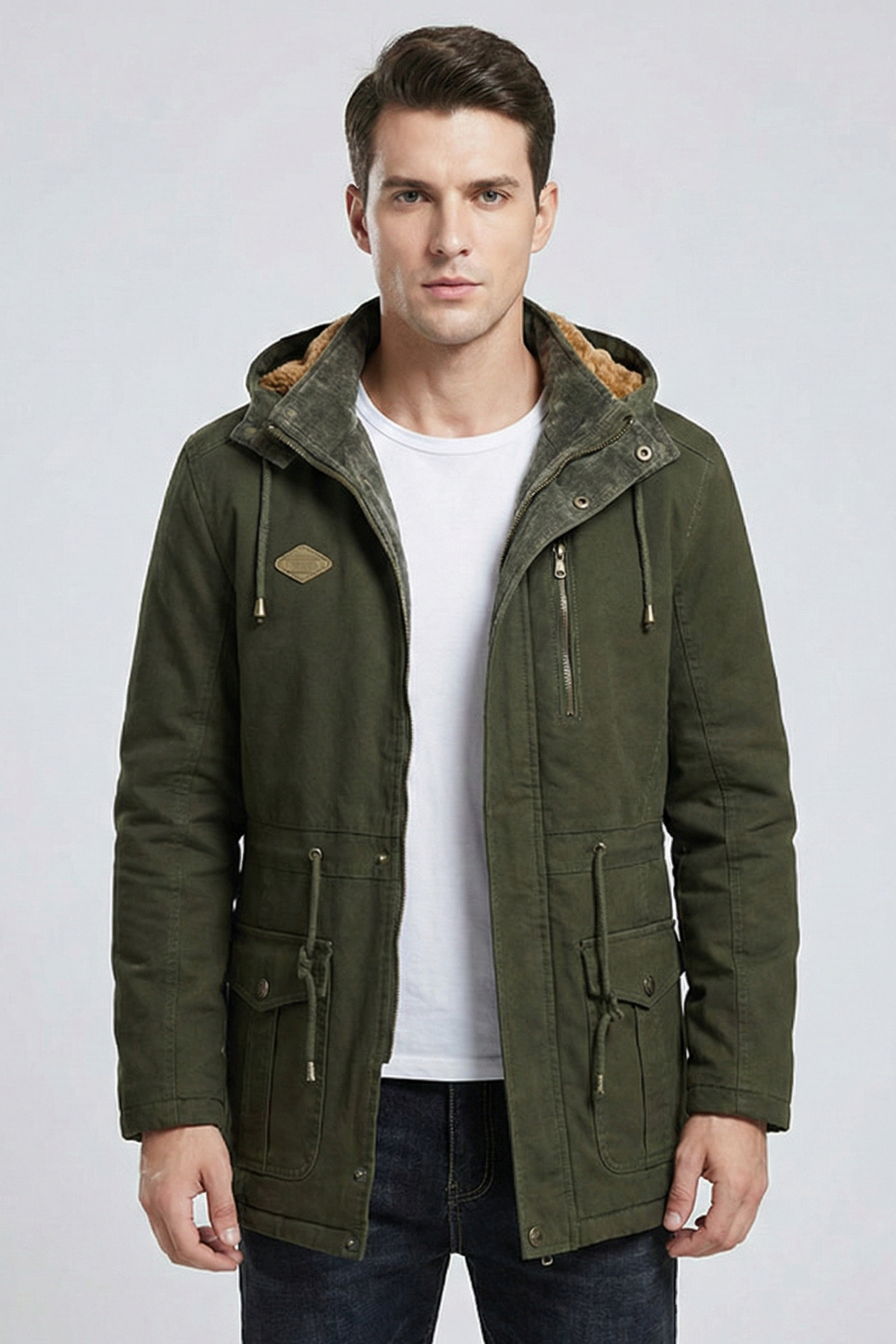 Parka Estilo Militar con Interior de Borreguito – Chaqueta Cargo de Alta Resistencia