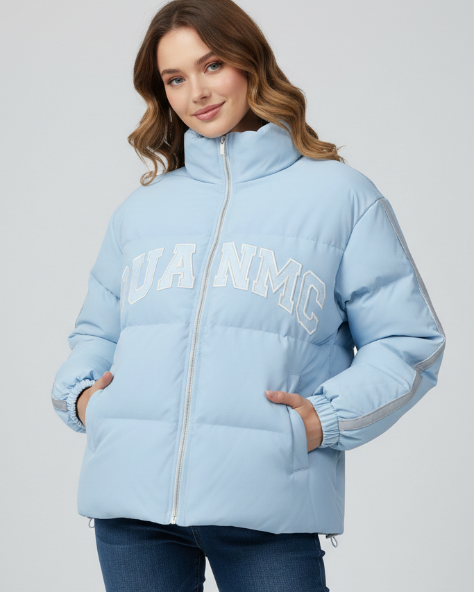 Chaqueta Puffer Estilo Universitario "Varsity" – Cazadora Corta con Letras