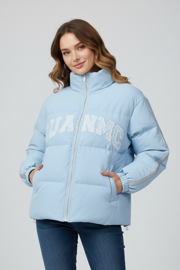 Chaqueta Puffer Estilo Universitario "Varsity" – Cazadora Corta con Letras