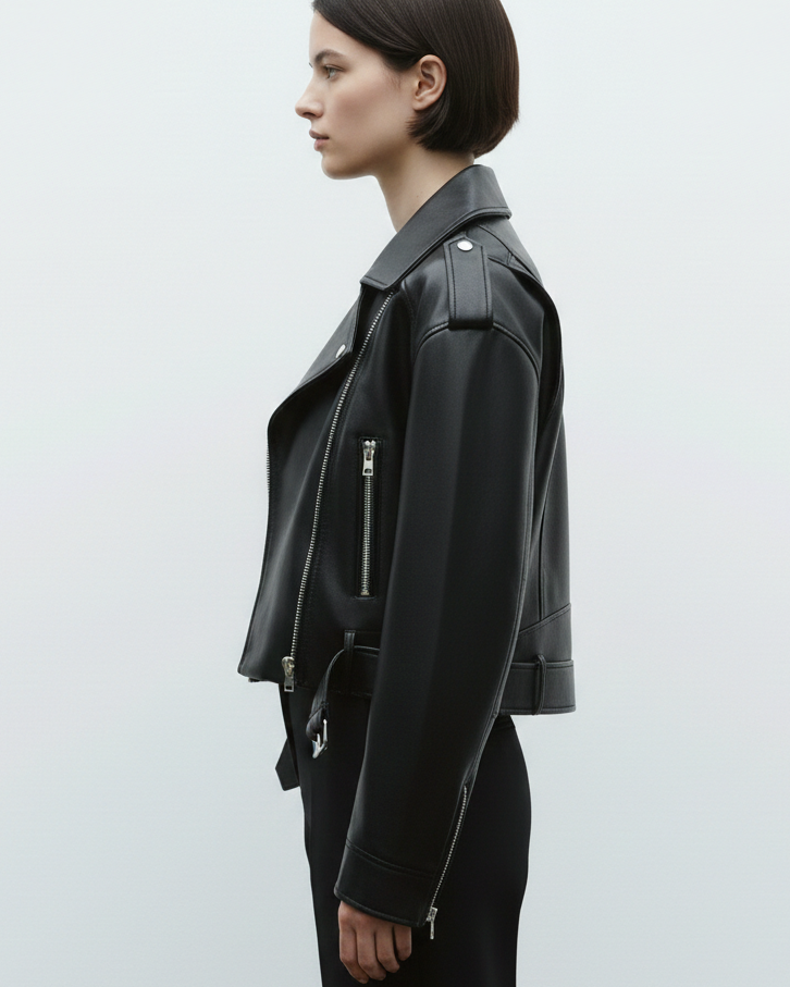 Cazadora Biker Corta – Estilo Motero Clásico