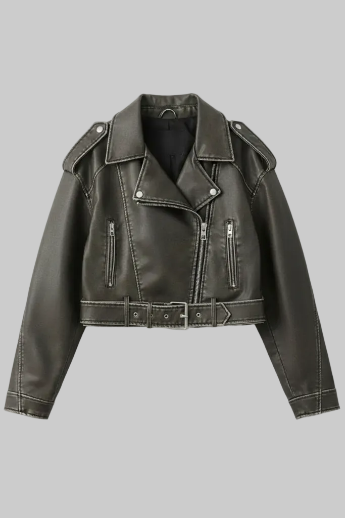 Cazadora Biker Corta – Estilo Motero Clásico
