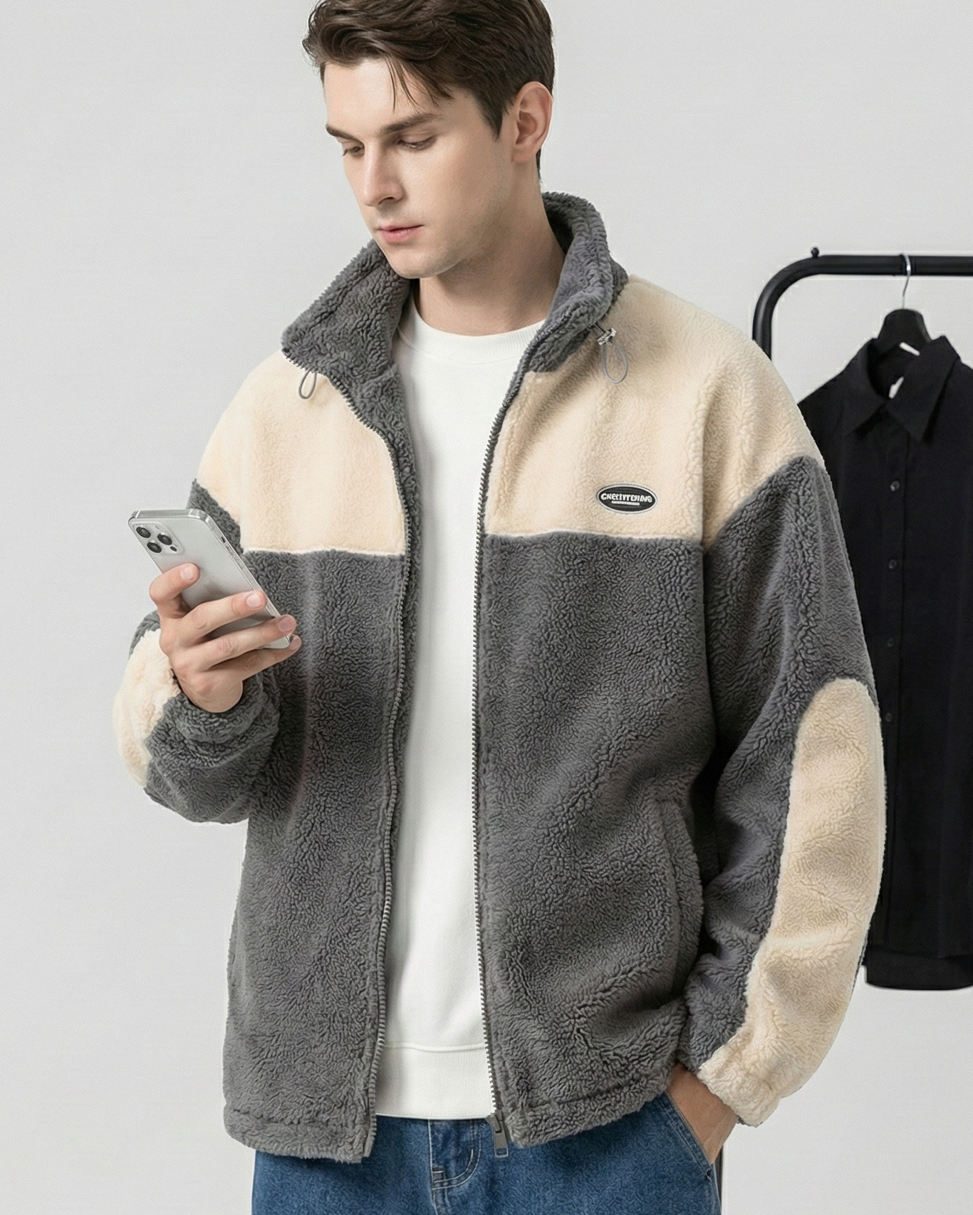 Sudadera de Forro Polar "Teddy" – Diseño Color Block con Cremallera