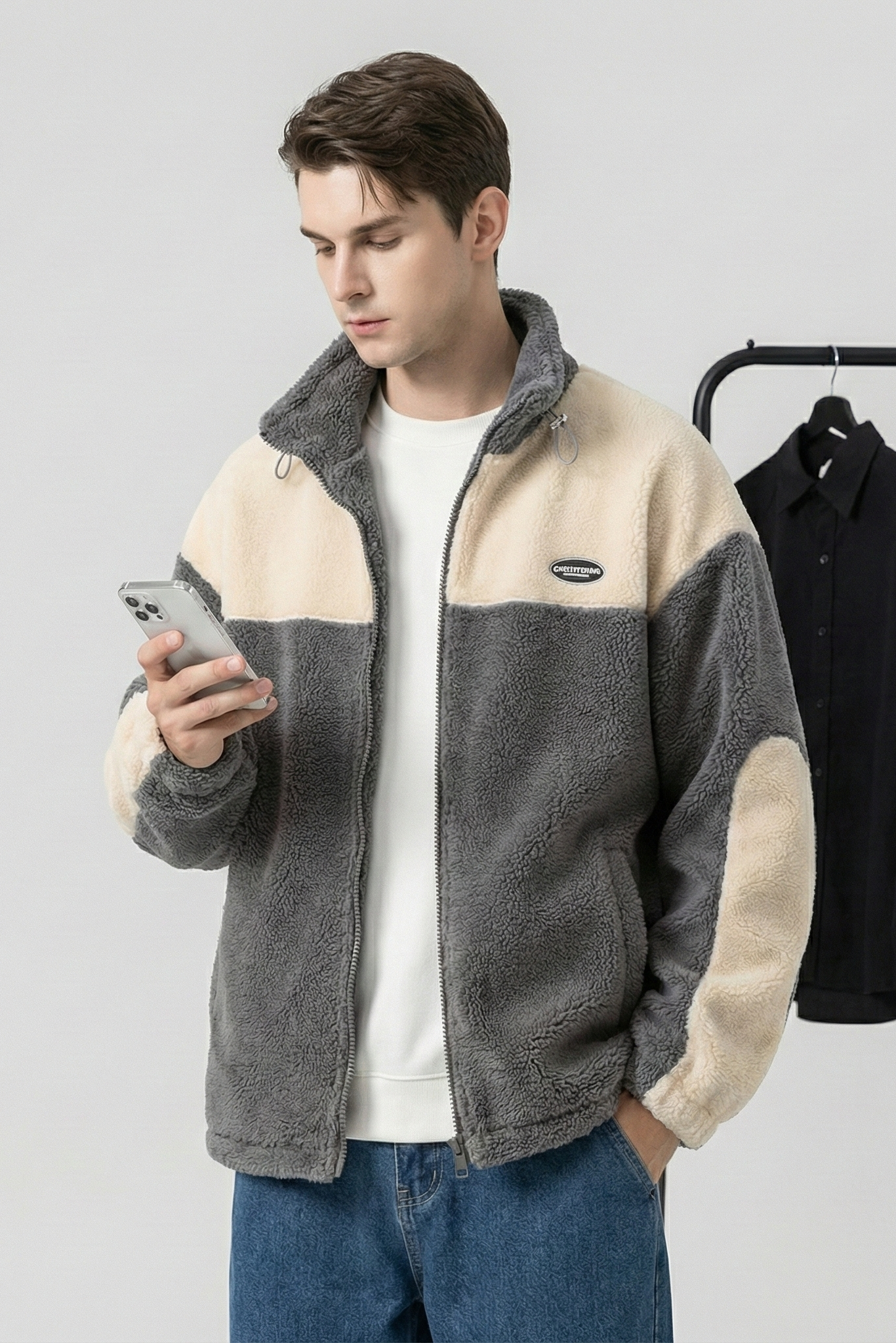 Sudadera de Forro Polar "Teddy" – Diseño Color Block con Cremallera