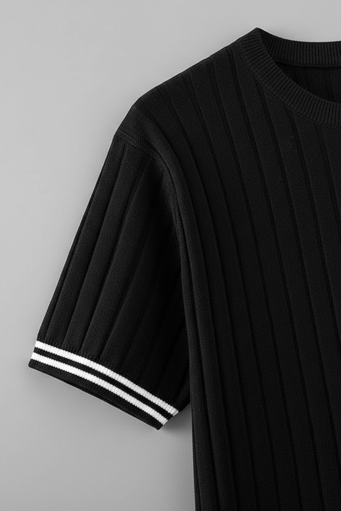 Camiseta Básica de Punto Hombre – Cuello Pico Slim Fit