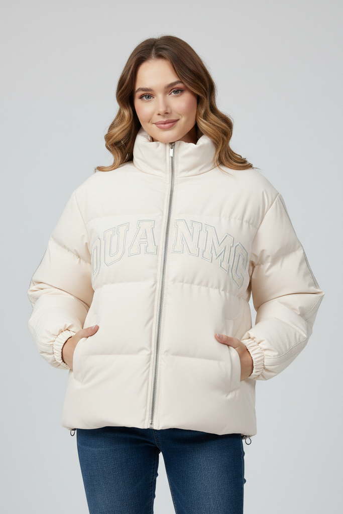 Chaqueta Puffer Estilo Universitario "Varsity" – Cazadora Corta con Letras