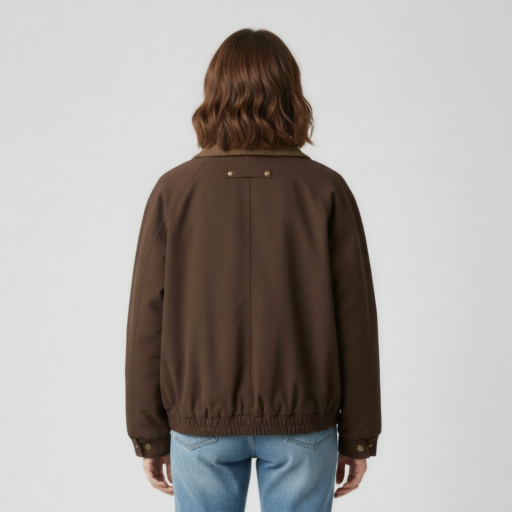 Cazadora Bomber Mujer Oversize – Cuello de Pana y Algodón Premium