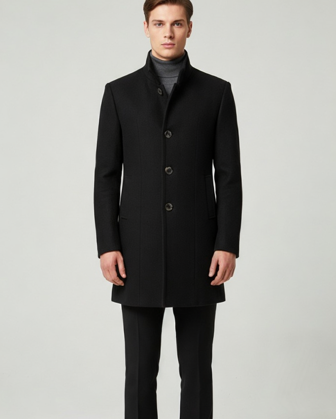 Abrigo Estilo Urbano "Cambridge" con Cuello Alzado y Corte Recto