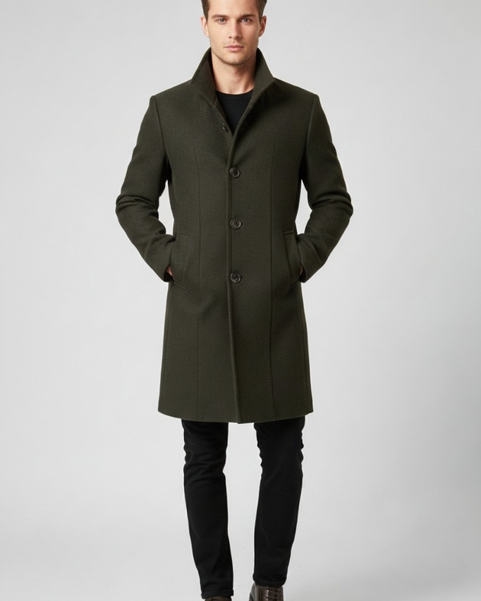 Abrigo Estilo Urbano "Cambridge" con Cuello Alzado y Corte Recto