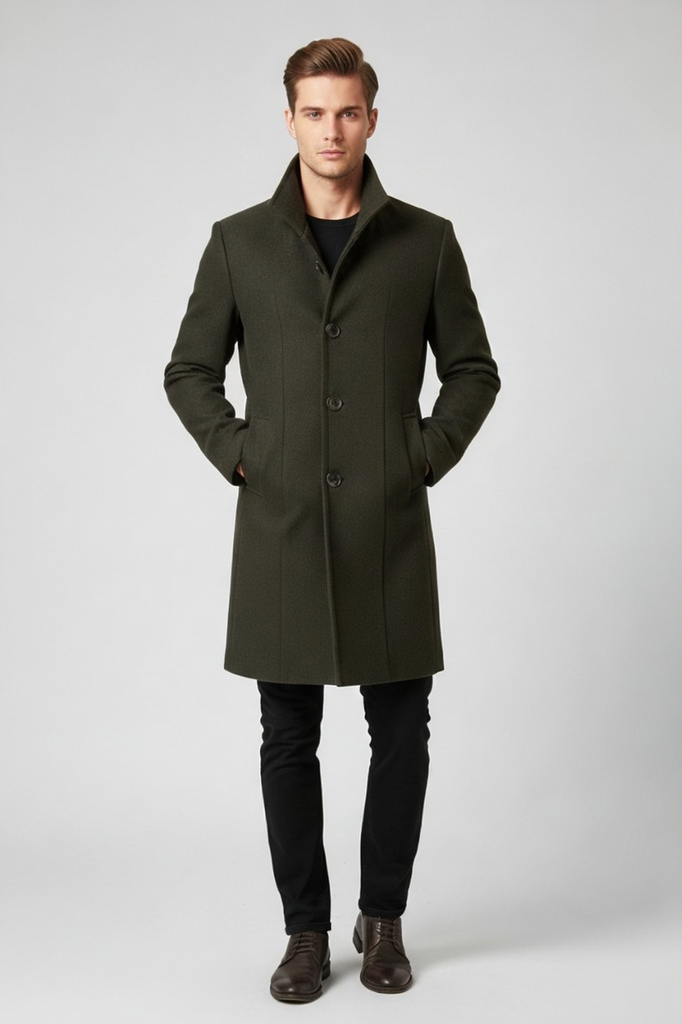 Abrigo Estilo Urbano "Cambridge" con Cuello Alzado y Corte Recto