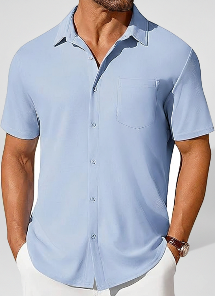 Camisa Cuello Cubano Anti-arrugas – Manga Corta Verano