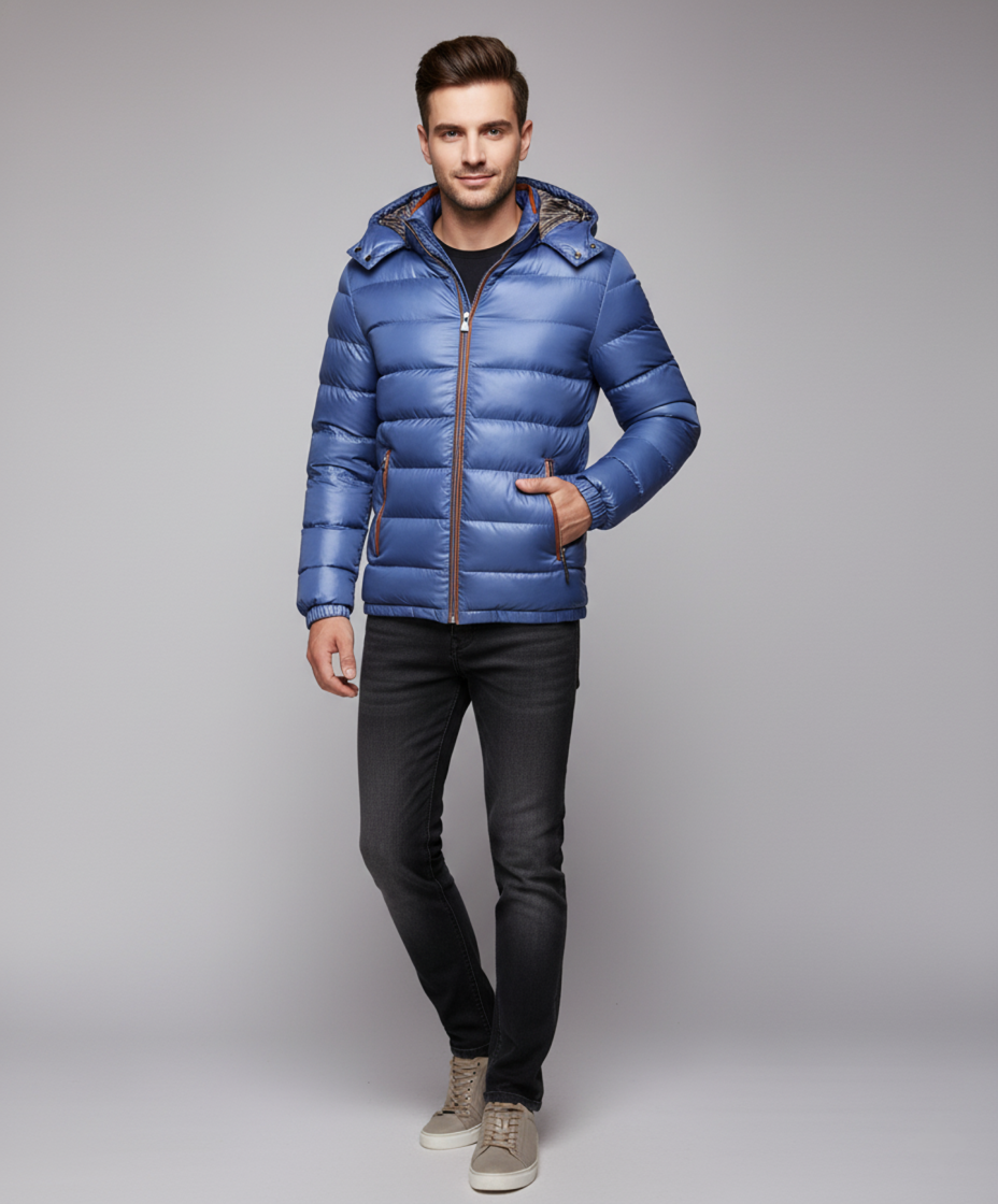 Chaqueta Plumas Hombre con Capucha – Acolchada y Ligera Premium