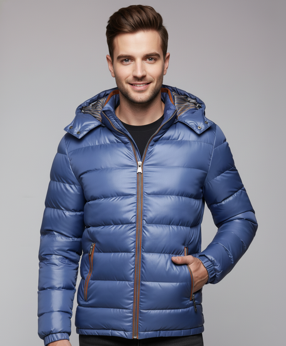 Chaqueta Plumas Hombre con Capucha – Acolchada y Ligera Premium